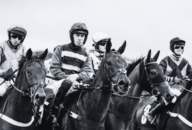 Jockeys and Horses before racing