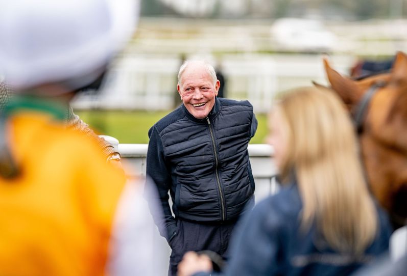 Gary Moore celebrating a win at Plumpton Racecourse