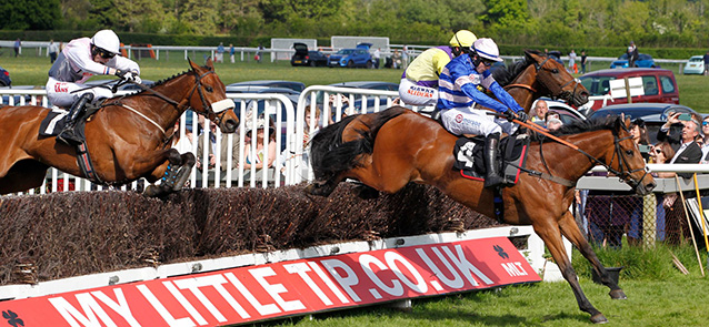 2022: Tamaroc Du Mathan jumps the last ahead of Mercian Prince and Mahler's Promise